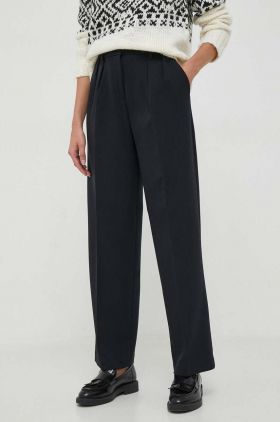 United Colors of Benetton pantaloni femei, culoarea negru, lat, high waist