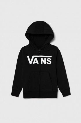 Vans bluza copii VN000AMHBLK1 VANS CLASSIC FZ culoarea negru, cu glugă, cu imprimeu