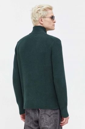 Abercrombie & Fitch pulover barbati, culoarea verde, cu turtleneck