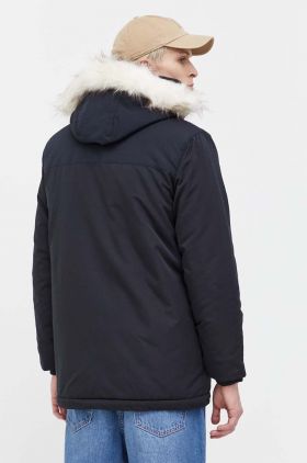 Hollister Co. geaca barbati, culoarea negru, de iarna