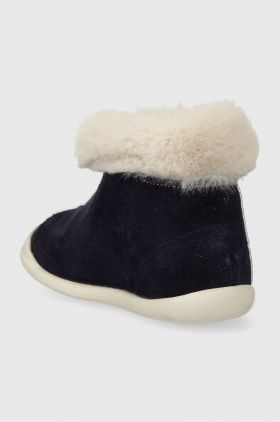 Pom D'api cizme de iarna pentru copii din piele intoarsa SWEET ZIP FUR culoarea albastru marin