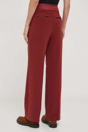 United Colors of Benetton pantaloni femei, culoarea bordo, lat, high waist