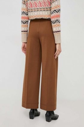 MAX&Co. pantaloni femei, culoarea maro, lat, high waist