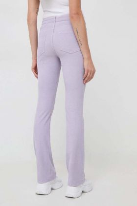 MAX&Co. pantaloni de catifea cord Milady culoarea violet, evazati, medium waist