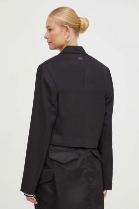 G-Star Raw geaca de lana culoarea negru, un singur rand de nasturi, neted