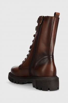 Wojas bocanci de piele femei, culoarea maro, cu toc plat, izolare usoara, 6411752