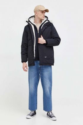 Hollister Co. geaca barbati, culoarea negru, de iarna