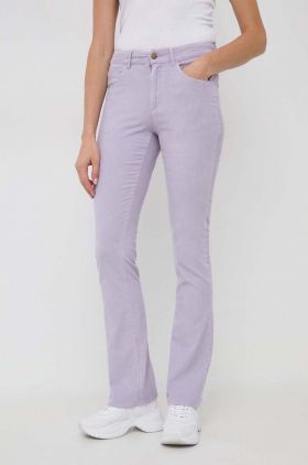 MAX&Co. pantaloni de catifea cord Milady culoarea violet, evazati, medium waist