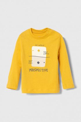 zippy longsleeve din bumbac pentru bebeluși culoarea galben, cu imprimeu