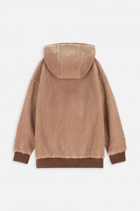 Coccodrillo bluza copii culoarea bej, cu glugă, neted