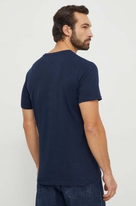 Tommy Jeans tricou din bumbac bărbați, culoarea bleumarin, cu imprimeu DM0DM18265