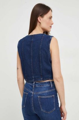 Answear Lab vesta jeans un singur rand de nasturi