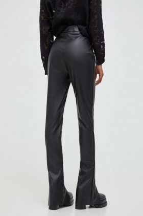 Answear Lab pantaloni femei, culoarea negru, evazati, high waist