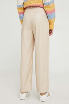 Answear Lab pantaloni femei, culoarea bej, drept, high waist