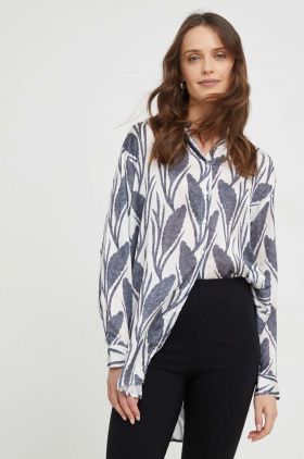 Answear Lab camasa femei, culoarea bej, cu guler clasic, relaxed
