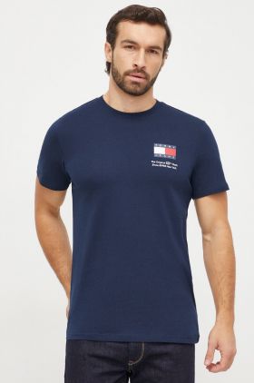 Tommy Jeans tricou din bumbac bărbați, culoarea bleumarin, cu imprimeu DM0DM18263