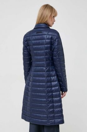 Trussardi geaca femei, culoarea albastru marin, de tranzitie