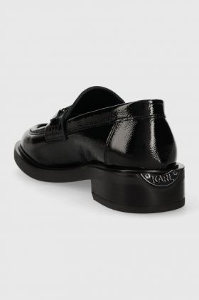 Karl Lagerfeld mocasini de piele Payton femei, culoarea negru, cu toc plat, KL41420A