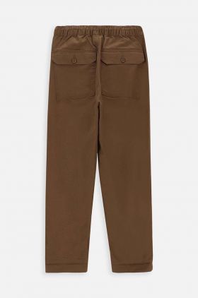 Coccodrillo pantaloni de bumbac pentru copii culoarea maro, neted