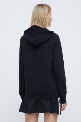 adidas Originals hanorac de bumbac femei, culoarea negru, cu glugă, uni