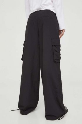 2NDDAY pantaloni femei, culoarea negru, lat, high waist