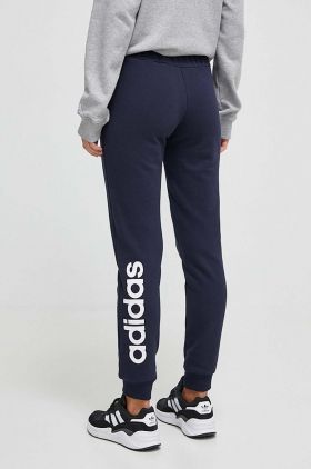 adidas pantaloni de trening din bumbac culoarea bleumarin, cu imprimeu IC6869