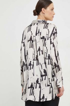 Answear Lab camasa femei, culoarea bej, cu guler clasic, relaxed