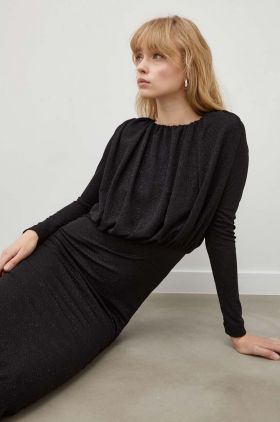 Day Birger et Mikkelsen rochie culoarea negru, midi, mulata