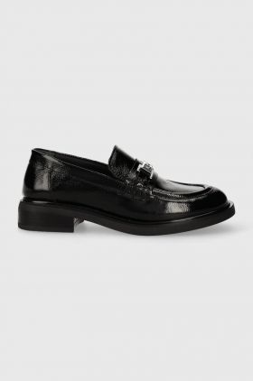 Karl Lagerfeld mocasini de piele Payton femei, culoarea negru, cu toc plat, KL41420A