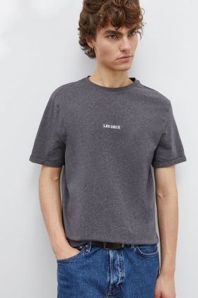 Les Deux tricou din bumbac barbati, culoarea gri, cu imprimeu