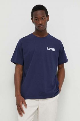 Levi's tricou din bumbac barbati, culoarea albastru marin, cu imprimeu