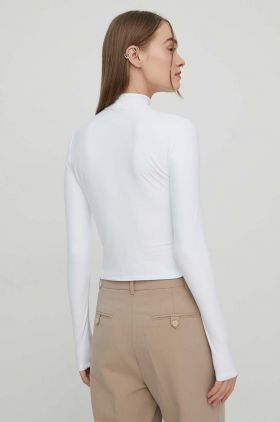 Abercrombie & Fitch longsleeve femei, culoarea alb, cu turtleneck