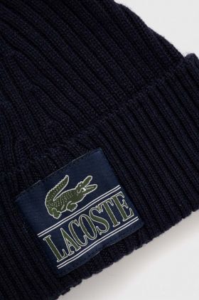 Lacoste caciula de lana culoarea albastru marin, de lana