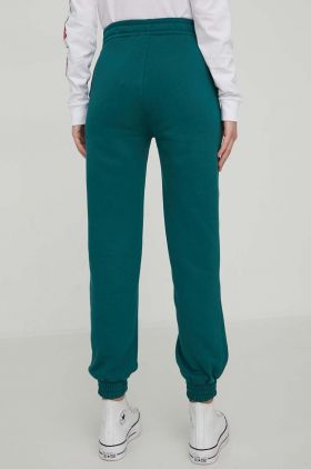 Converse pantaloni de trening culoarea verde, neted