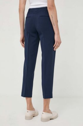 MICHAEL Michael Kors pantaloni femei, culoarea albastru marin, drept, high waist