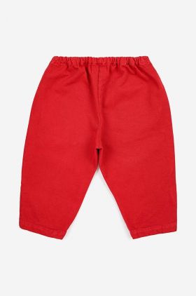 Bobo Choses pantaloni din bumbac pentru bebeluși culoarea rosu, neted