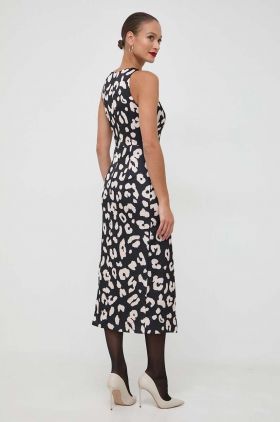 Bardot rochie culoarea negru, midi, mulata