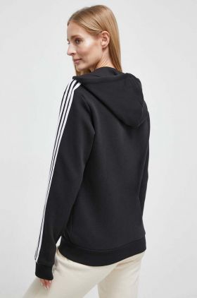 adidas bluză femei, culoarea negru, cu glugă, cu imprimeu  HZ5743