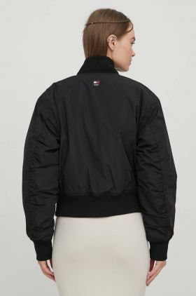 Tommy Jeans geacă bomber femei, culoarea negru, de tranziție DW0DW17240