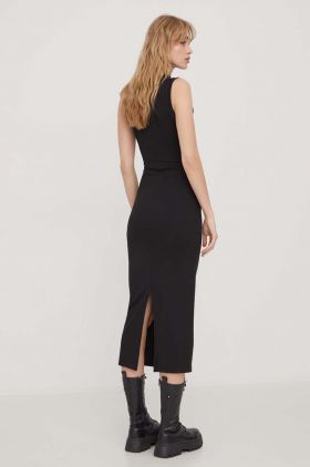 Tommy Jeans rochie culoarea negru, midi, mulată DW0DW17412