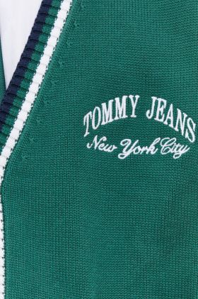 Tommy Jeans cardigan din bumbac culoarea verde DM0DM18366