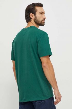 Tommy Jeans tricou din bumbac bărbați, culoarea verde, cu imprimeu DM0DM18275