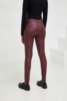 Answear Lab pantaloni femei, culoarea bordo, mulata, medium waist