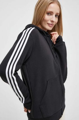 adidas bluză femei, culoarea negru, cu glugă, cu imprimeu  HZ5743