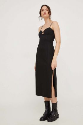 Answear Lab rochie culoarea negru, midi, mulata