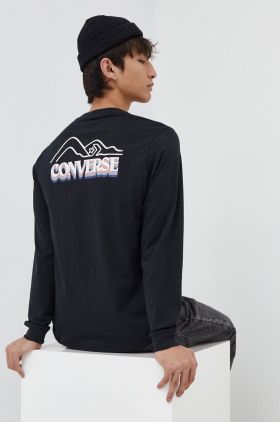 Converse longsleeve din bumbac culoarea negru, cu imprimeu