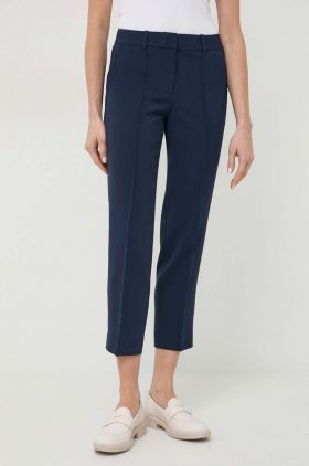 MICHAEL Michael Kors pantaloni femei, culoarea albastru marin, drept, high waist