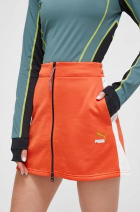 Puma fusta culoarea portocaliu, mini, evazati