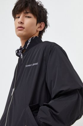 Tommy Jeans geacă bomber bărbați, culoarea negru, de tranziție DM0DM17879