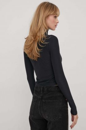 Abercrombie & Fitch longsleeve femei, culoarea negru, cu turtleneck